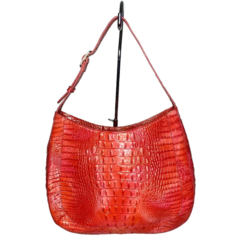 Brahmin color heat Johanna Melbourne shoulder‎ bag croc leather hobo full zip - Picture 12 of 12